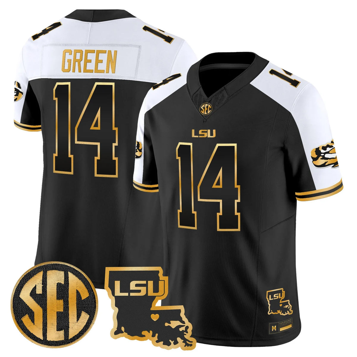 Men's LSU Tigers 2026 Louisiana Patch Gold Vapor Limited Jersey - All Stitched