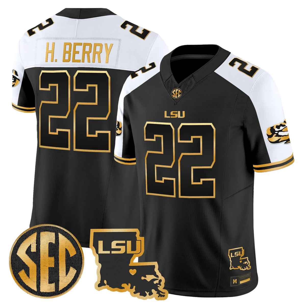 Men's LSU Tigers 2026 Louisiana Patch Gold Vapor Limited Jersey - All Stitched