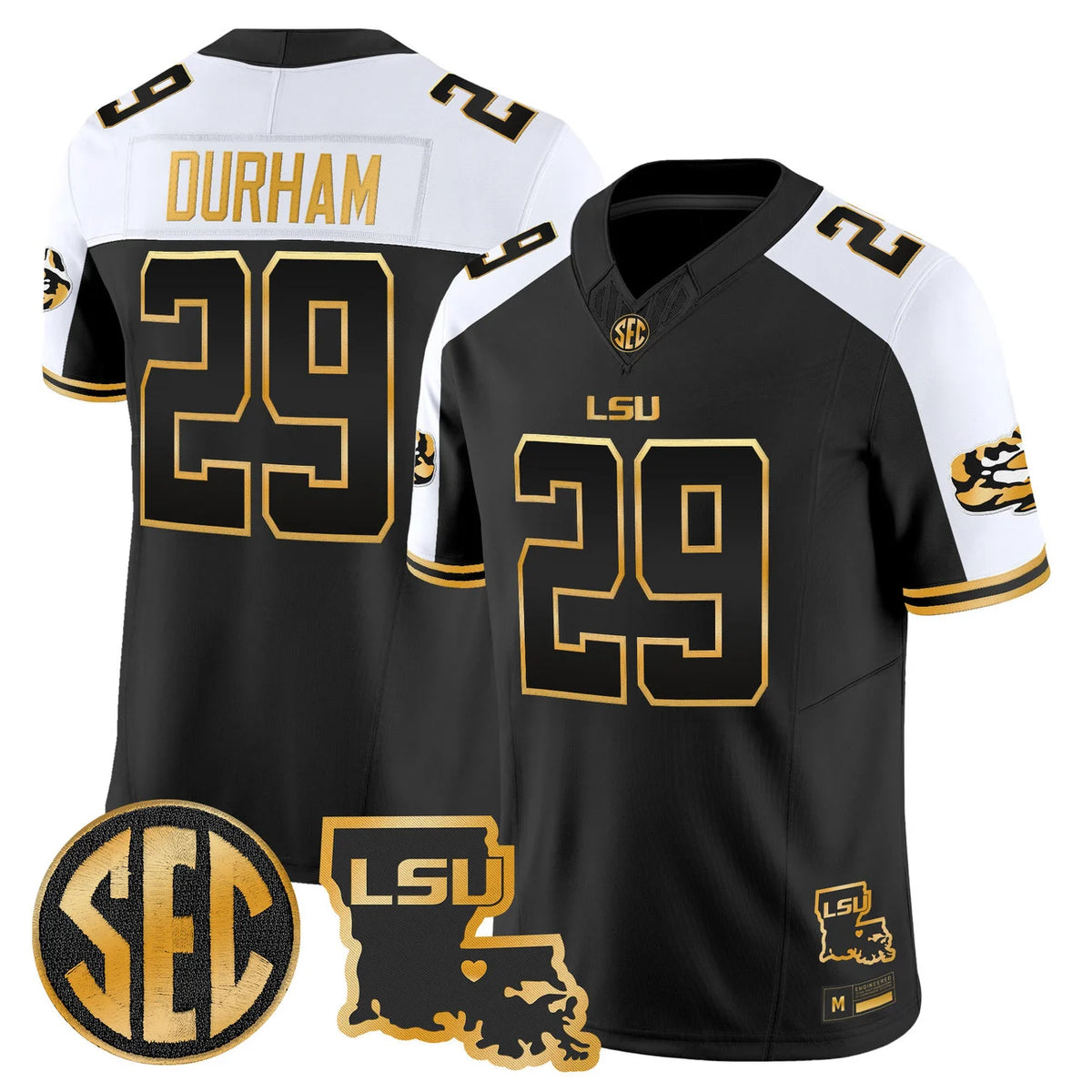 Men's LSU Tigers 2026 Louisiana Patch Gold Vapor Limited Jersey - All Stitched