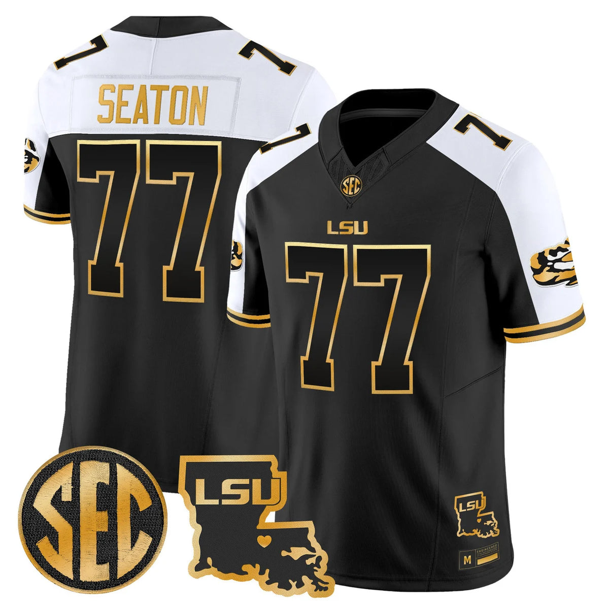 Men's LSU Tigers 2026 Louisiana Patch Gold Vapor Limited Jersey - All Stitched