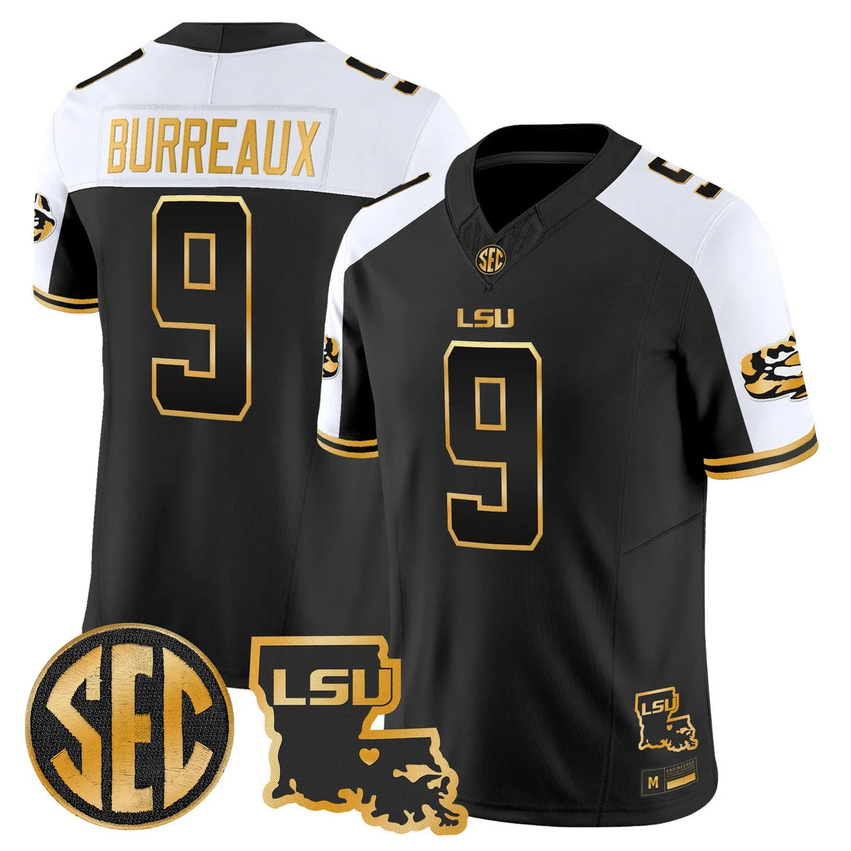 Men's LSU Tigers 2026 Louisiana Patch Gold Vapor Limited Jersey - All Stitched