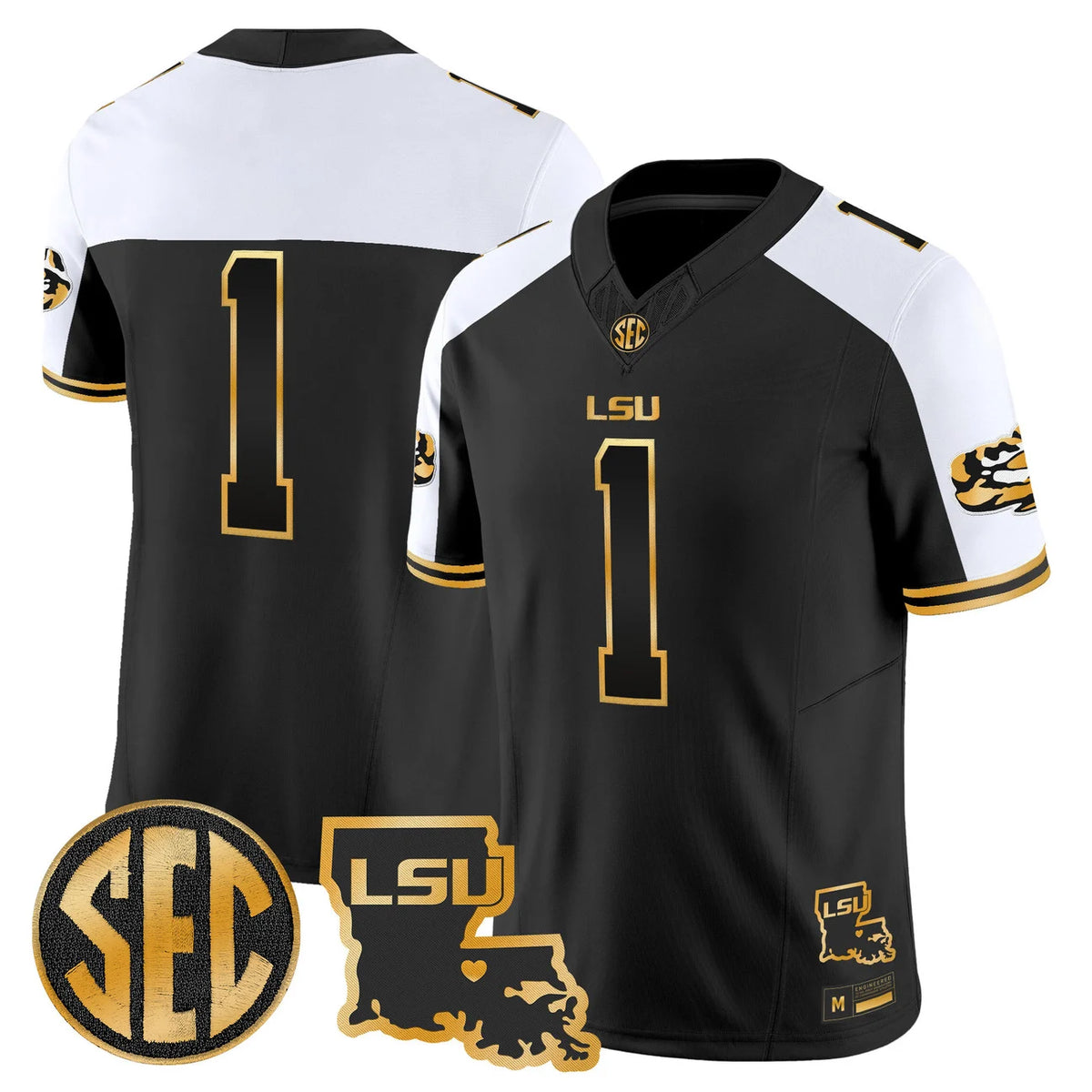 Men's LSU Tigers 2026 Louisiana Patch Gold Vapor Limited Jersey - All Stitched