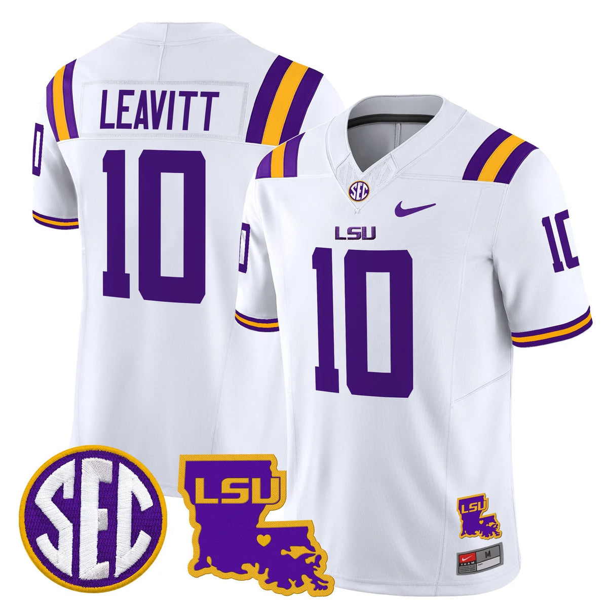 LSU Tigers 2026 Louisiana Patch Jersey in white
