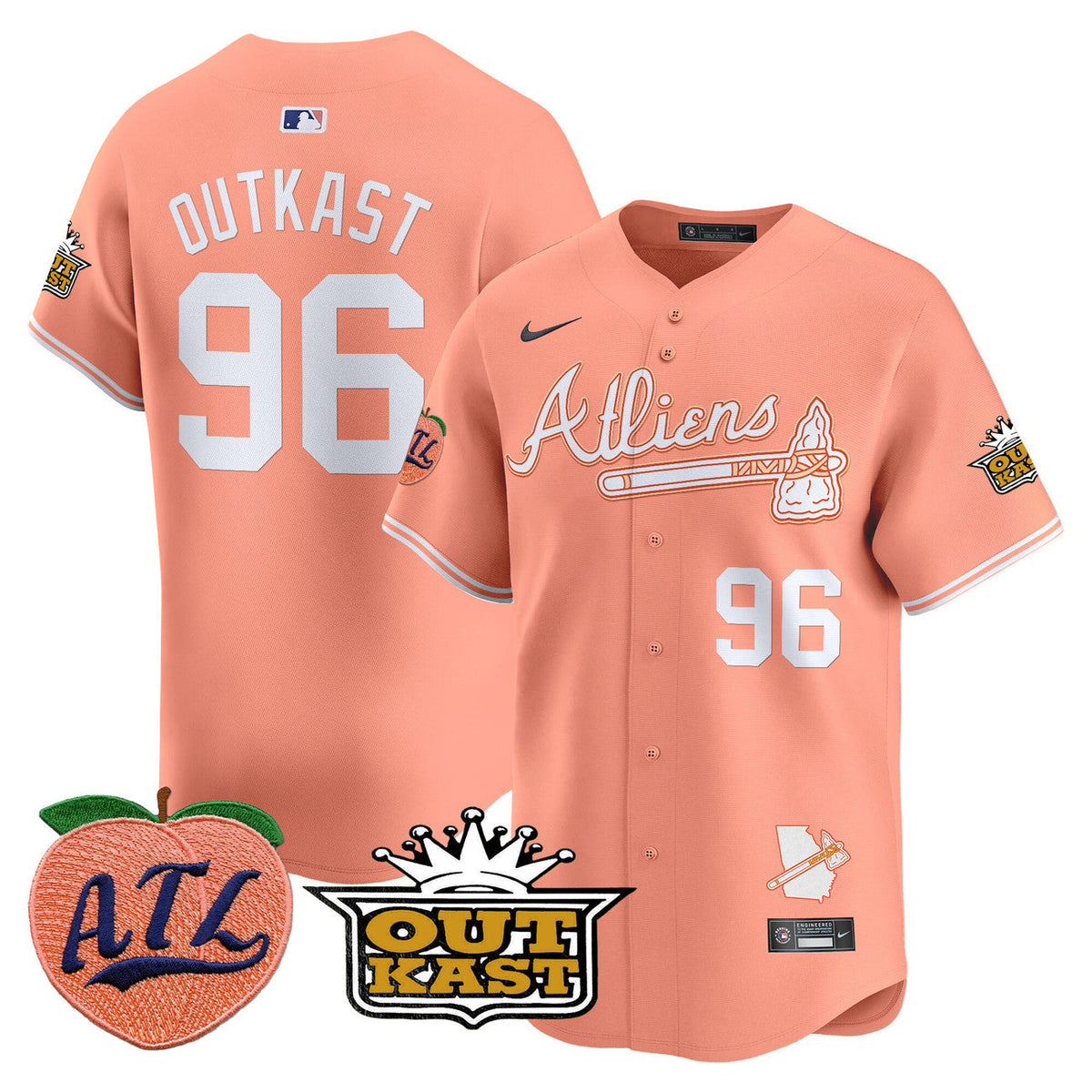 Atlanta Braves Atliens & Peach Vapor Premier Limited Jersey in Peach