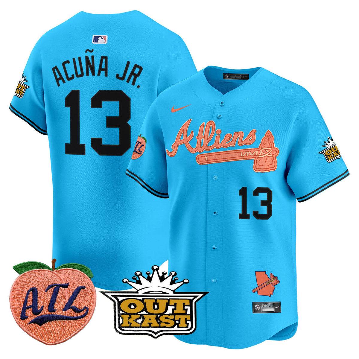 Atlanta Braves Atliens & Peach Vapor Premier Limited Jersey in blue