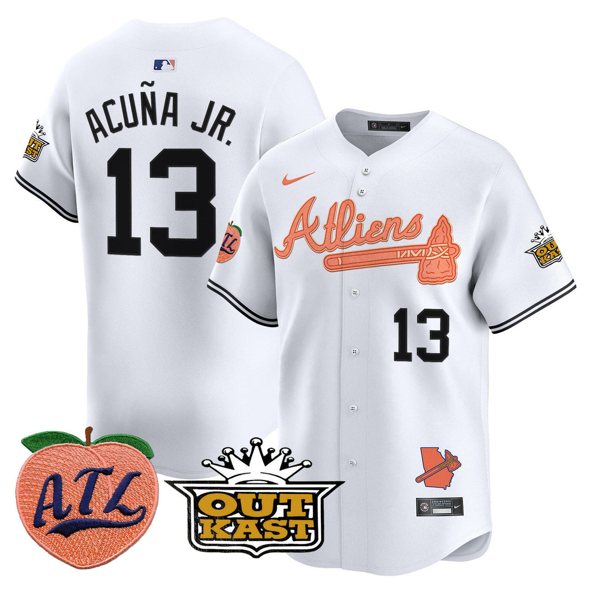 Atlanta Braves Atliens & Peach Stitched Jersey