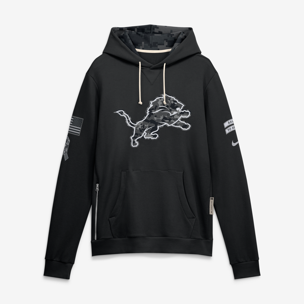 Men's Detroit Lions Black 2026 Salute to Service Sideline Dri-FIT Pullover Hoodie - image 1
