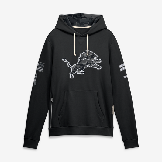 Men's Detroit Lions Black 2026 Salute to Service Sideline Dri-FIT Pullover Hoodie - image 1