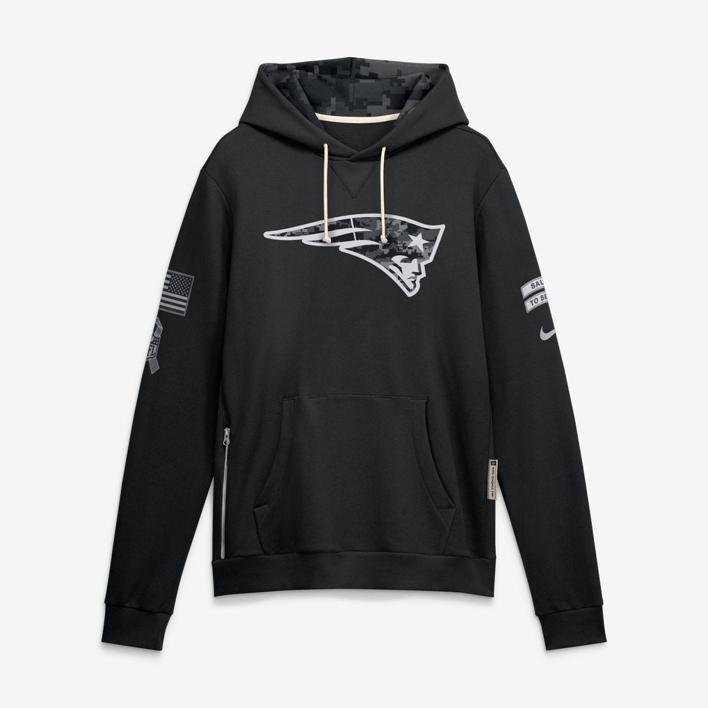 Men's New England Patriots Black 2026 Salute to Service Sideline Dri-FIT Pullover Hoodie - image 1