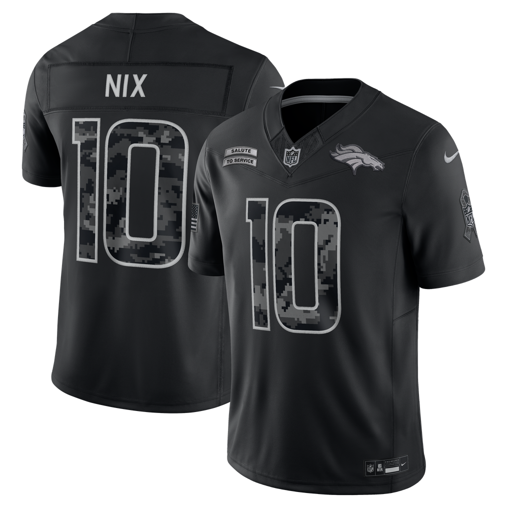 Men's Denver Broncos Bo Nix Black 2026 Salute to Service Stitched Limited Jersey - image 1