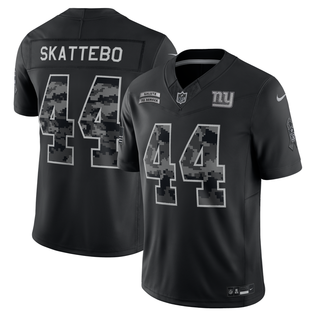Men's New York Giants Cam Skattebo Black 2026 Salute to Service Stitched Limited Jersey - image 1