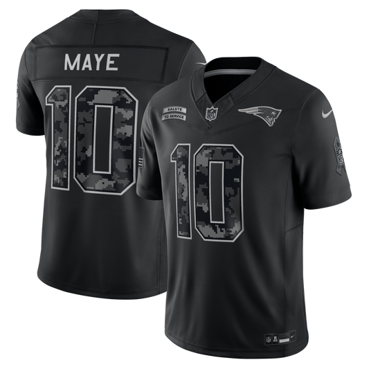 Men's New England Patriots Drake Maye Black 2026 Salute to Service Stitched Limited Jersey - image 1