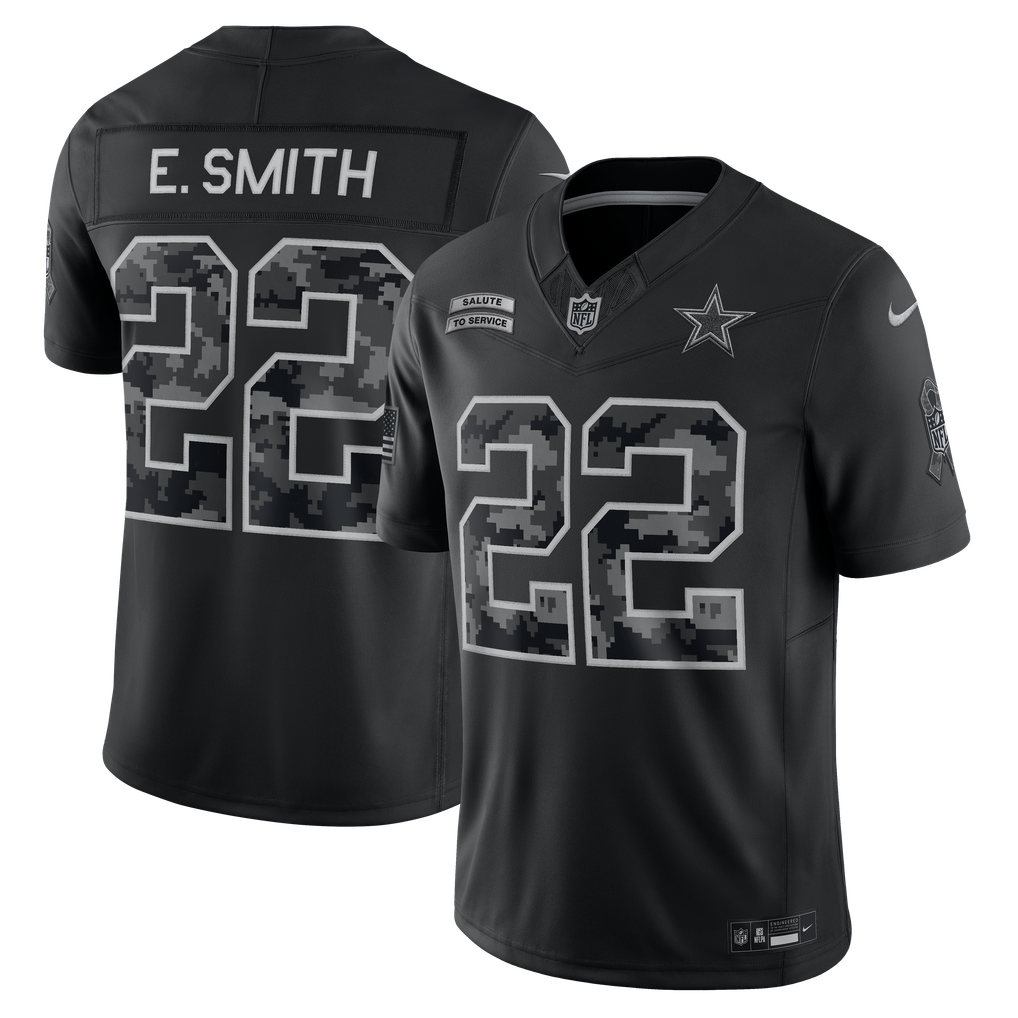 Men's Dallas Cowboys Emmitt Smith Black 2026 Salute to Service Retired Player Stitched Limited Jersey - image 1