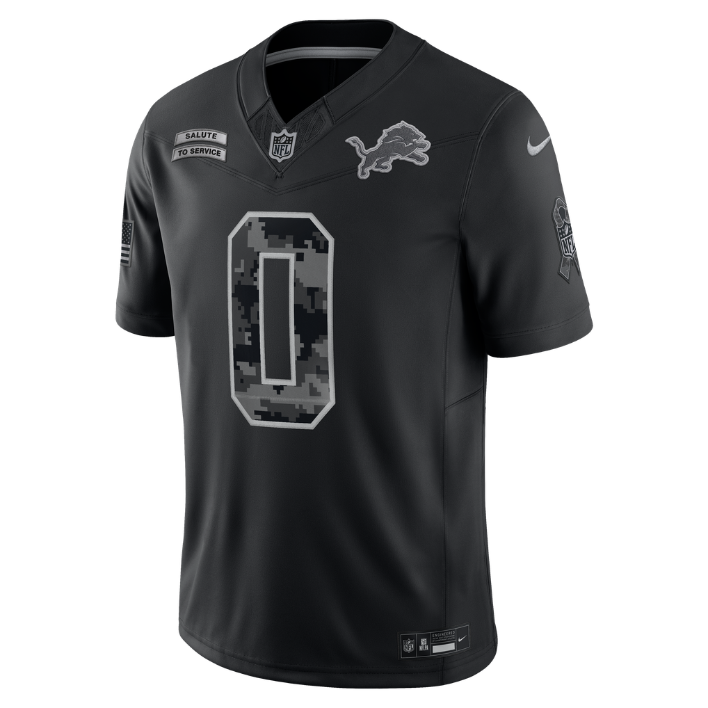 Men's Detroit Lions Jahmyr Gibbs Black 2026 Salute to Service Stitched Limited Jersey - image 2