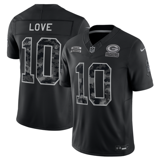 Men's Green Bay Packers Jordan Love Black 2026 Salute to Service Stitched Limited Jersey - image 1