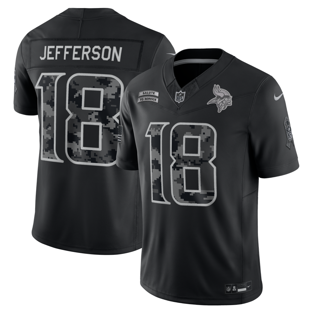 Men's Minnesota Vikings Justin Jefferson Black 2026 Salute to Service Stitched Limited Jersey - image 1