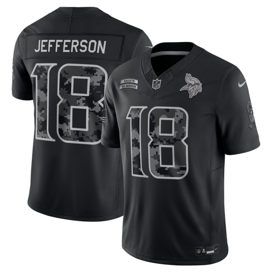 Men's Minnesota Vikings Justin Jefferson Black 2026 Salute to Service Stitched Limited Jersey - image 1