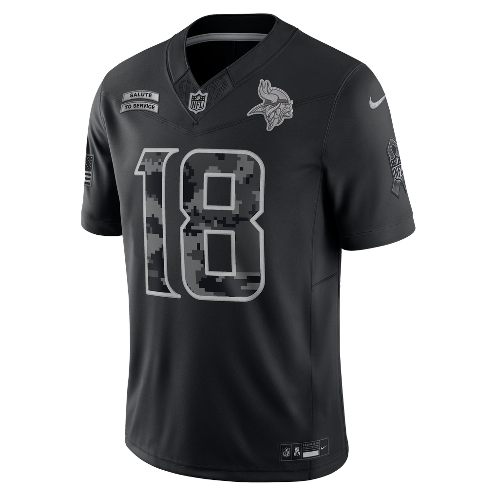 Men's Minnesota Vikings Justin Jefferson Black 2026 Salute to Service Stitched Limited Jersey - image 2