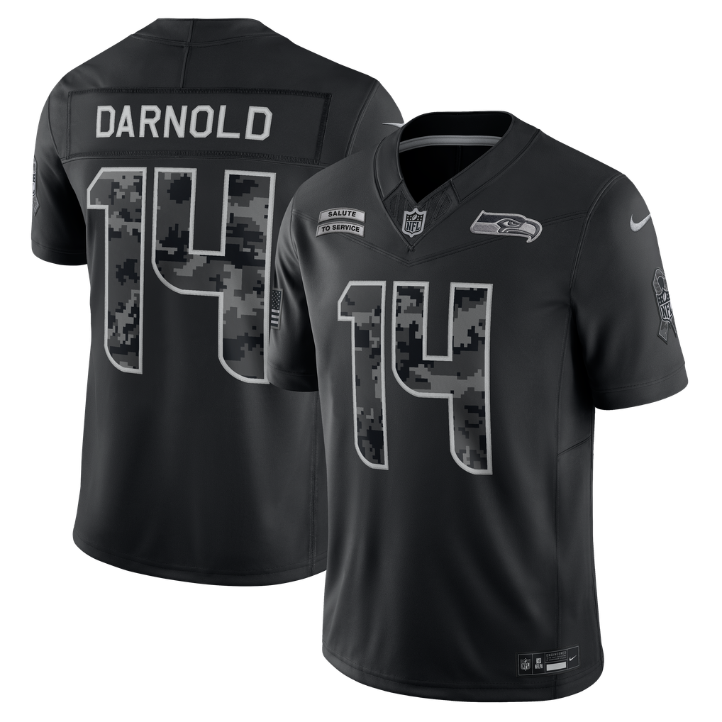 Men's Seattle Seahawks Sam Darnold Black 2026 Salute to Service Stitched Limited Jersey - image 1