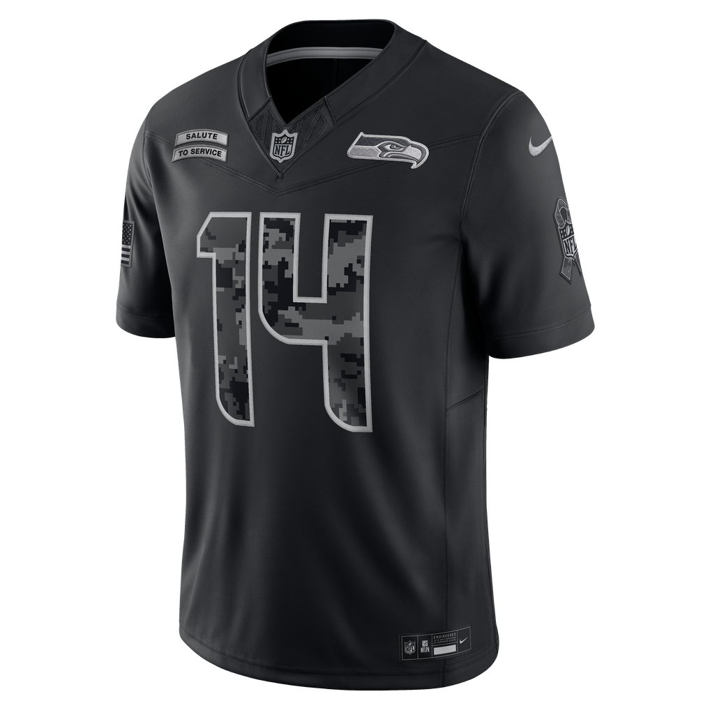 Men's Seattle Seahawks Sam Darnold Black 2026 Salute to Service Stitched Limited Jersey - image 2