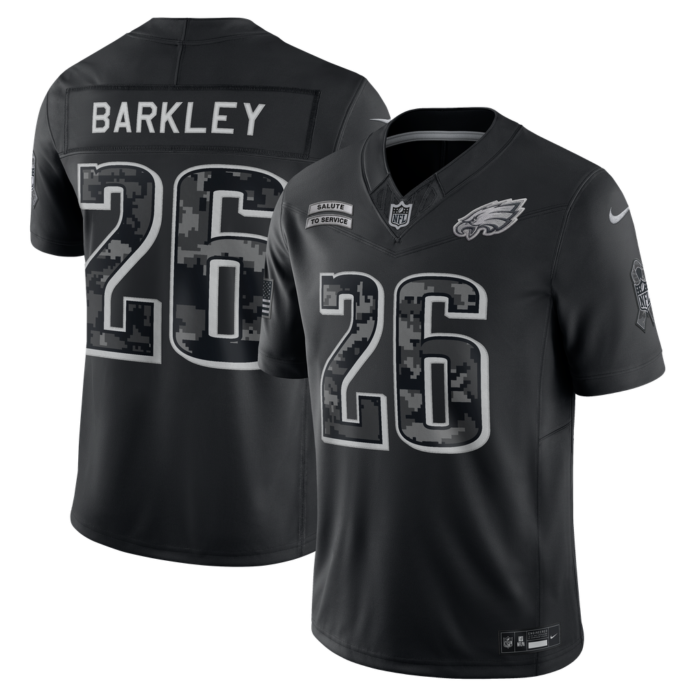 Men's Philadelphia Eagles Saquon Barkley Black 2026 Salute to Service Stitched Limited Jersey - image 1