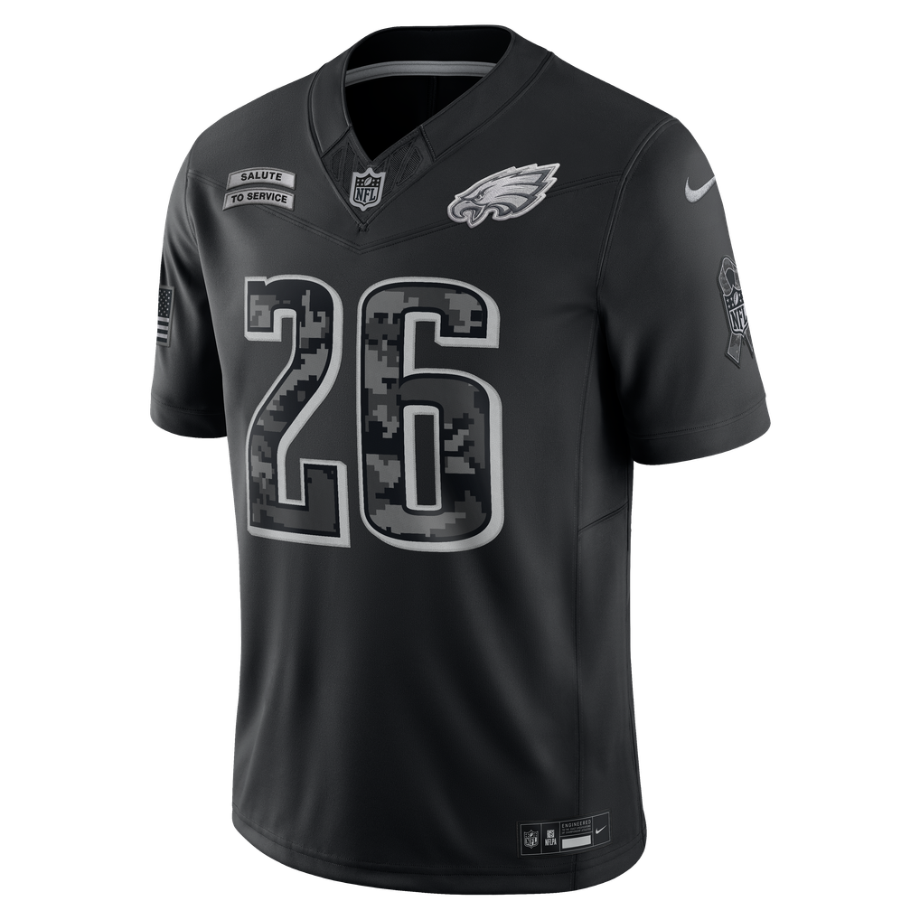 Men's Philadelphia Eagles Saquon Barkley Black 2026 Salute to Service Stitched Limited Jersey - image 2