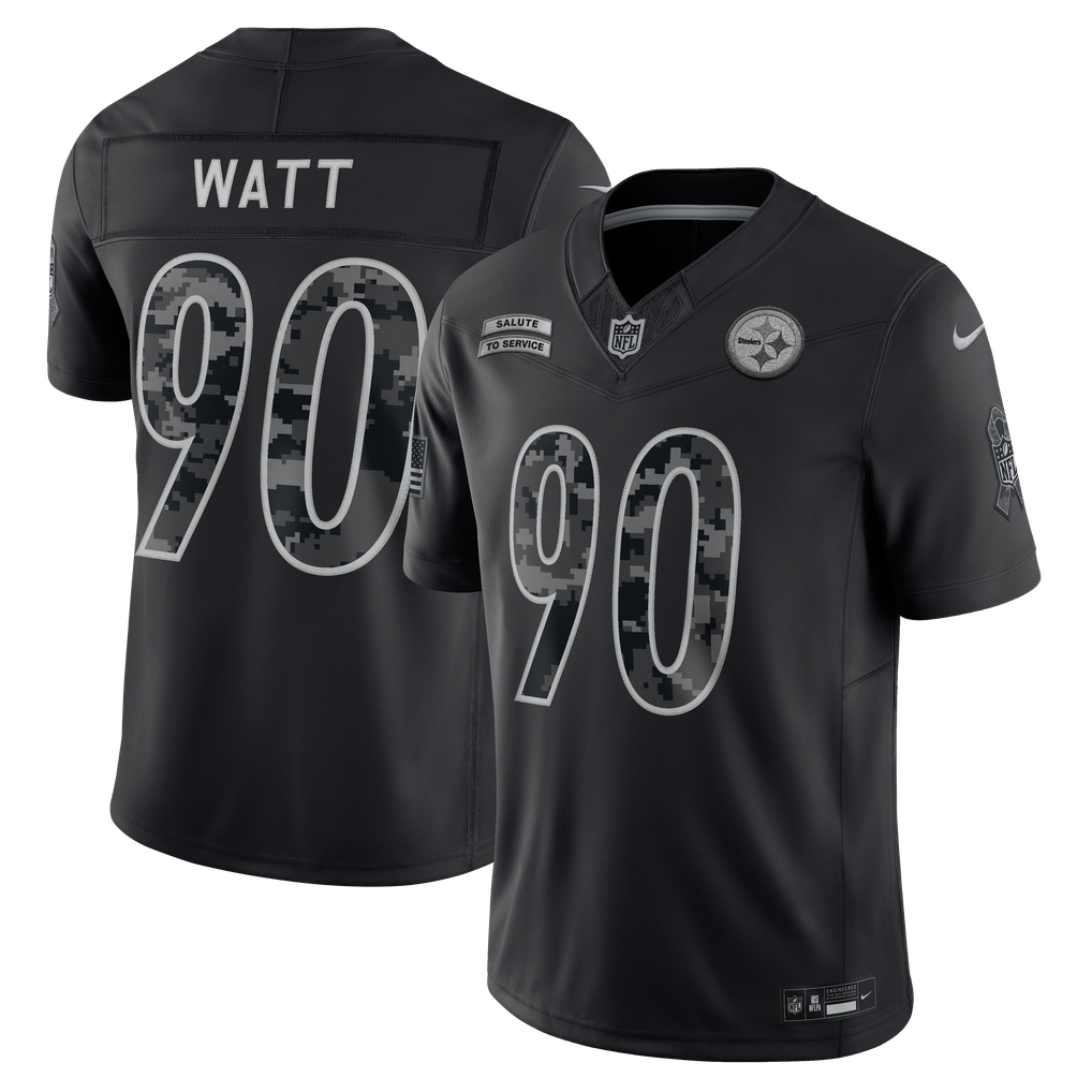 Men's Pittsburgh Steelers T.J. Watt Black 2026 Salute to Service Stitched Limited Jersey - image 1