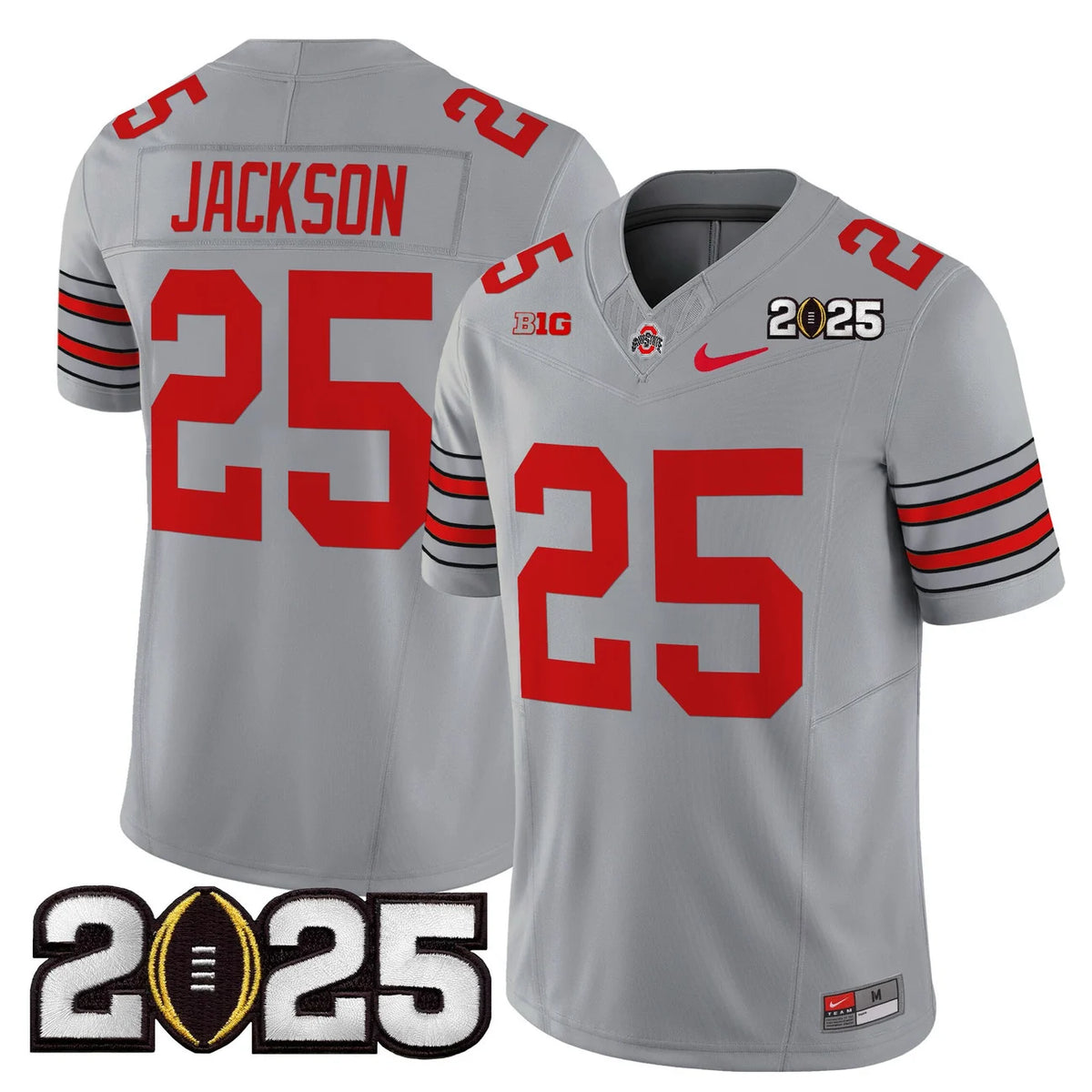 Men's Ohio State Buckeyes 'Heritage Stripe' 2025 CFP Final Patch Vapor Limited Jersey - All Stitched