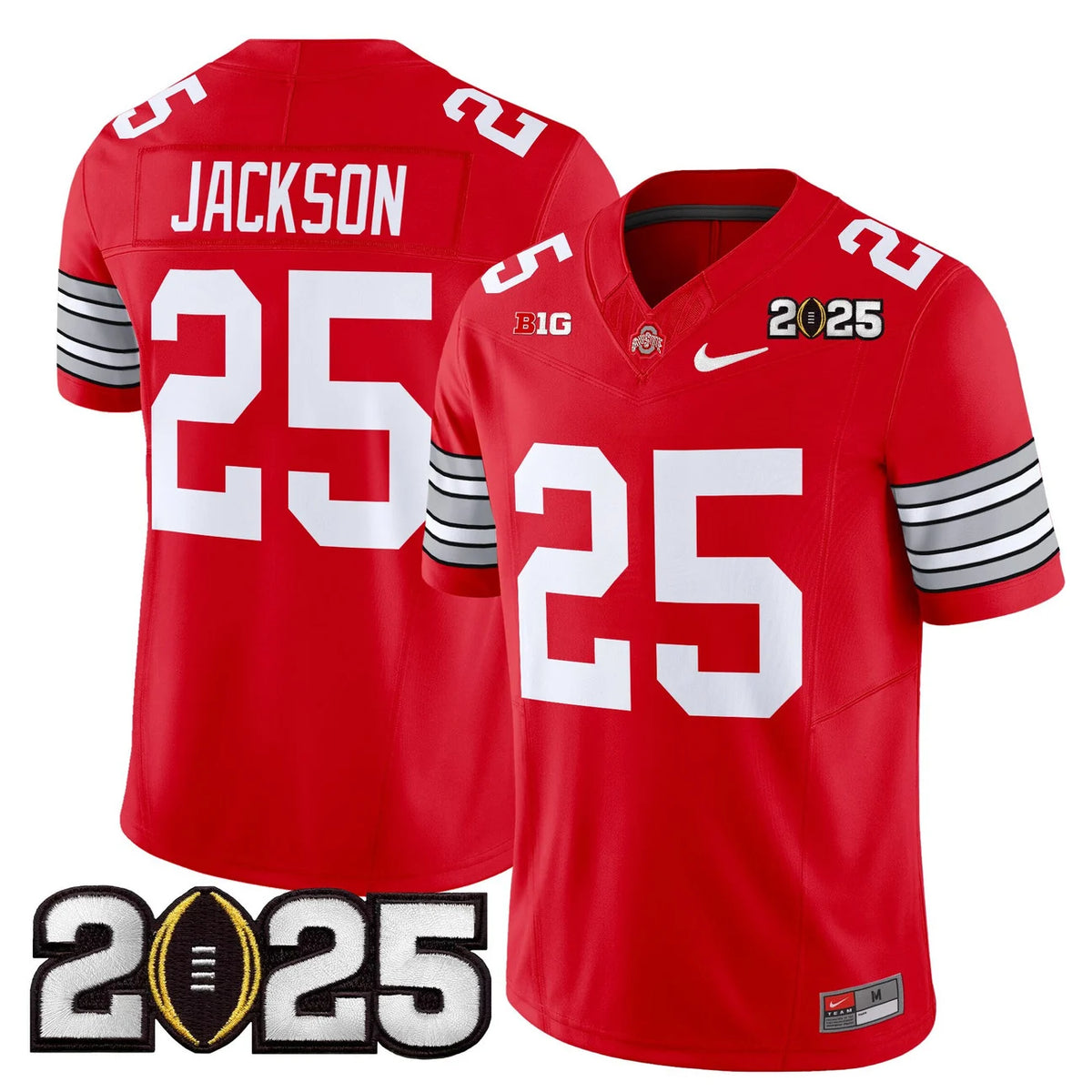 Men's Ohio State Buckeyes 'Heritage Stripe' 2025 CFP Final Patch Vapor Limited Jersey - All Stitched