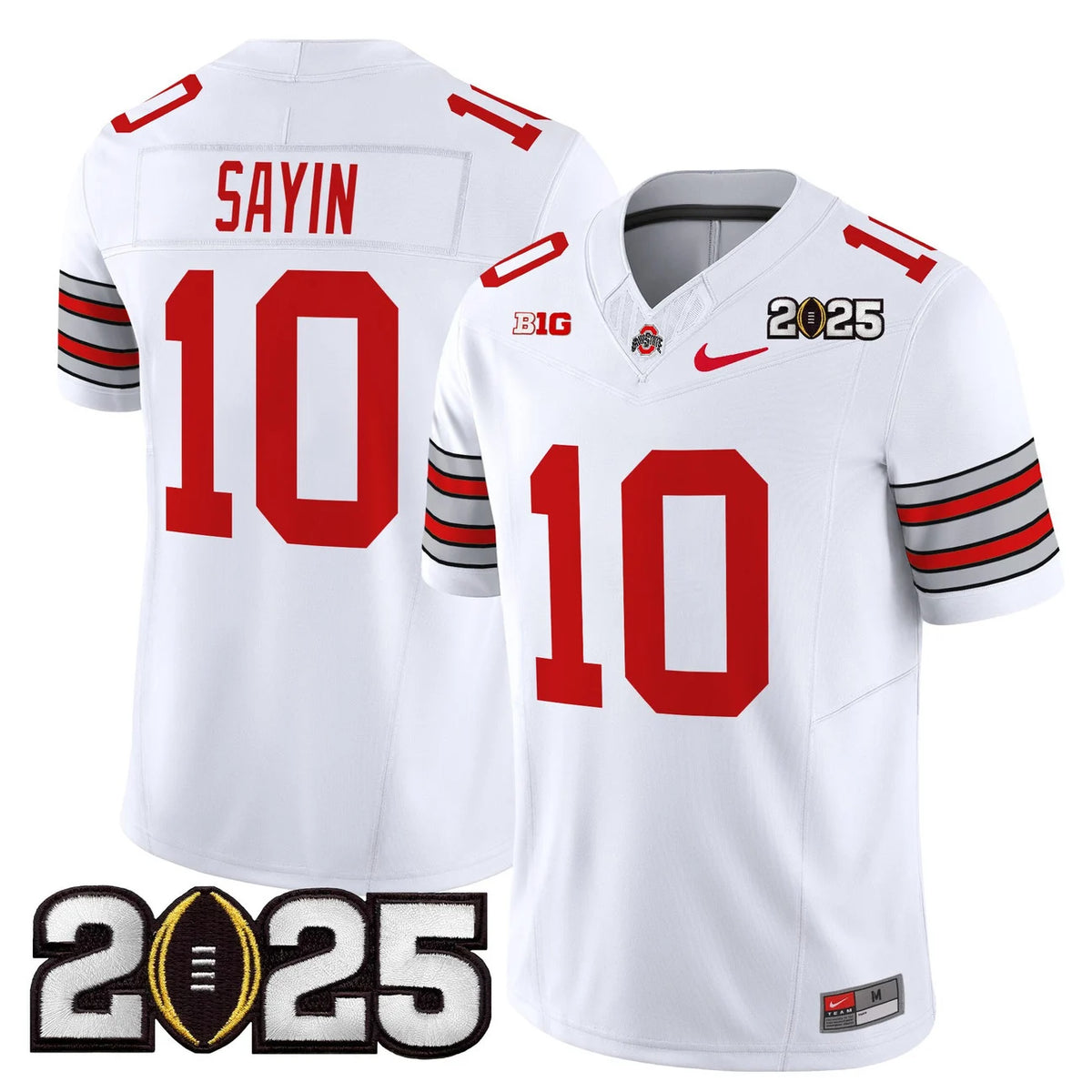 Men's Ohio State Buckeyes 'Heritage Stripe' 2025 CFP Final Patch Vapor Limited Jersey in white