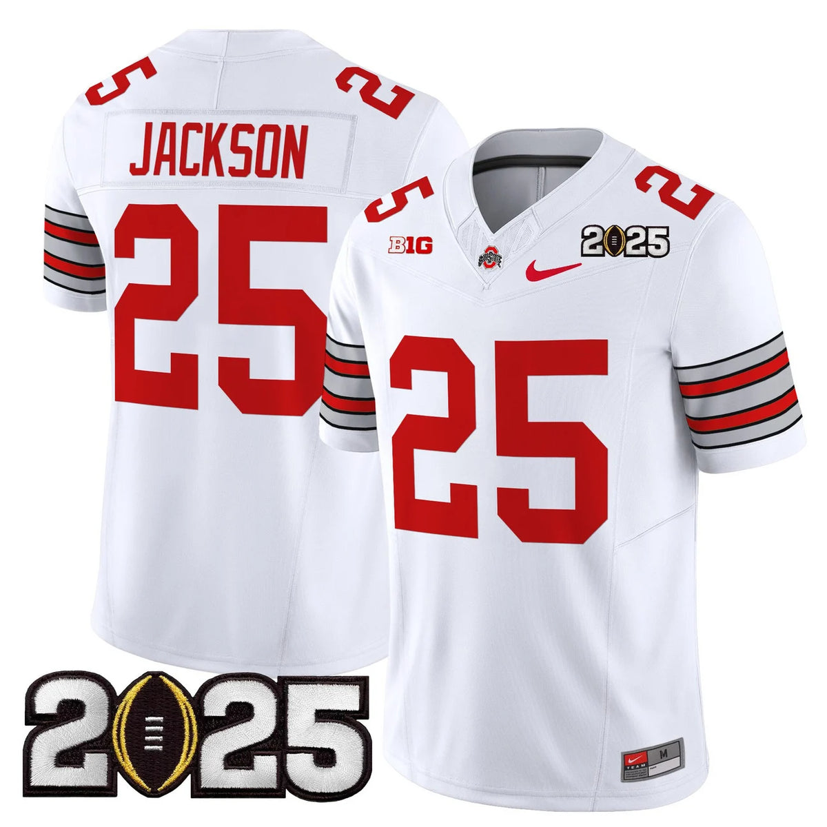 Men's Ohio State Buckeyes 'Heritage Stripe' 2025 CFP Final Patch Vapor Limited Jersey - All Stitched
