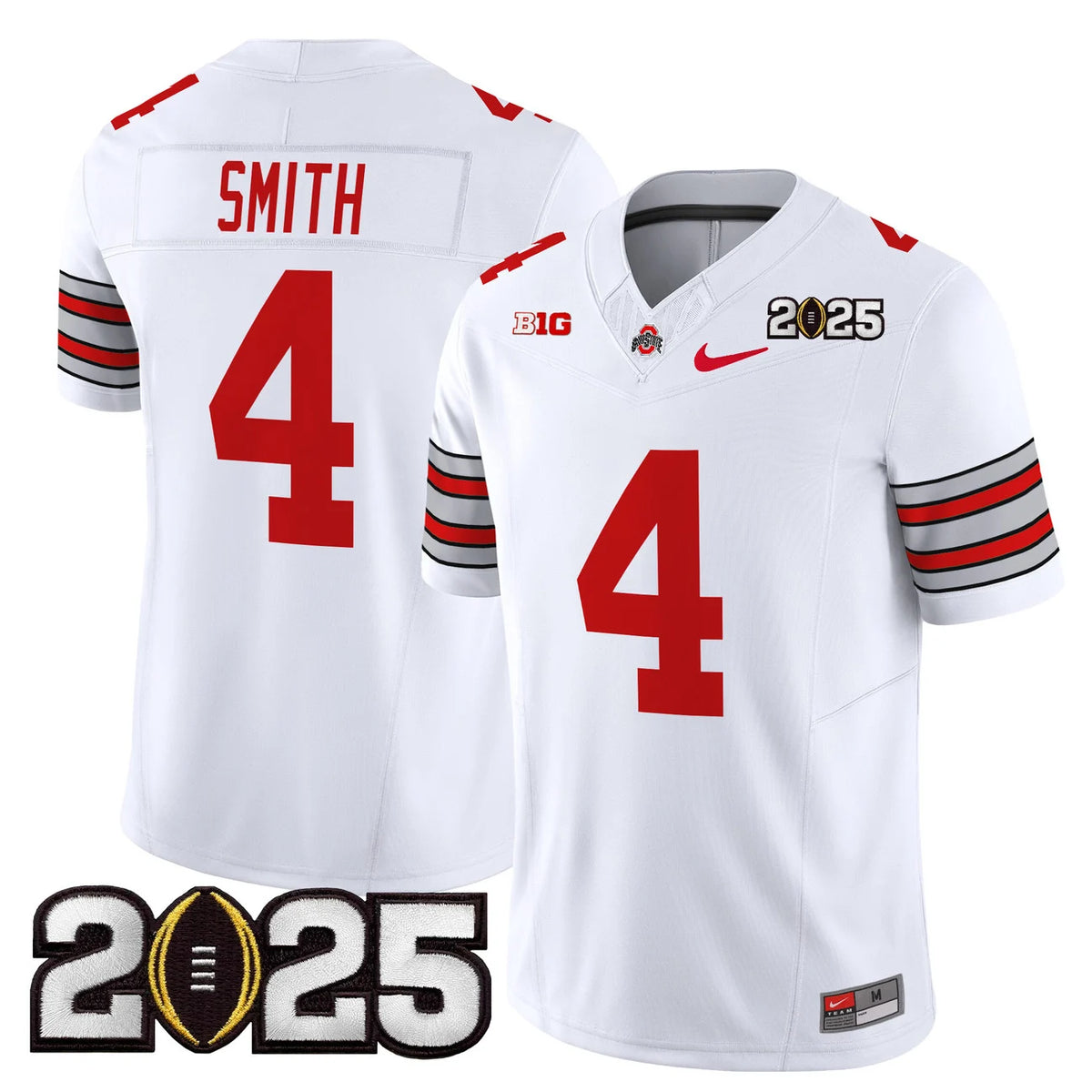 Men's Ohio State Buckeyes 'Heritage Stripe' 2025 CFP Final Patch Jersey