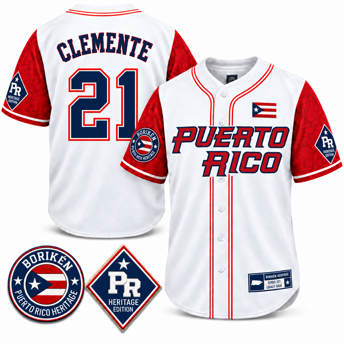 Puerto Rico Heritage #21 Clemente Baseball Jersey – All Stitched
