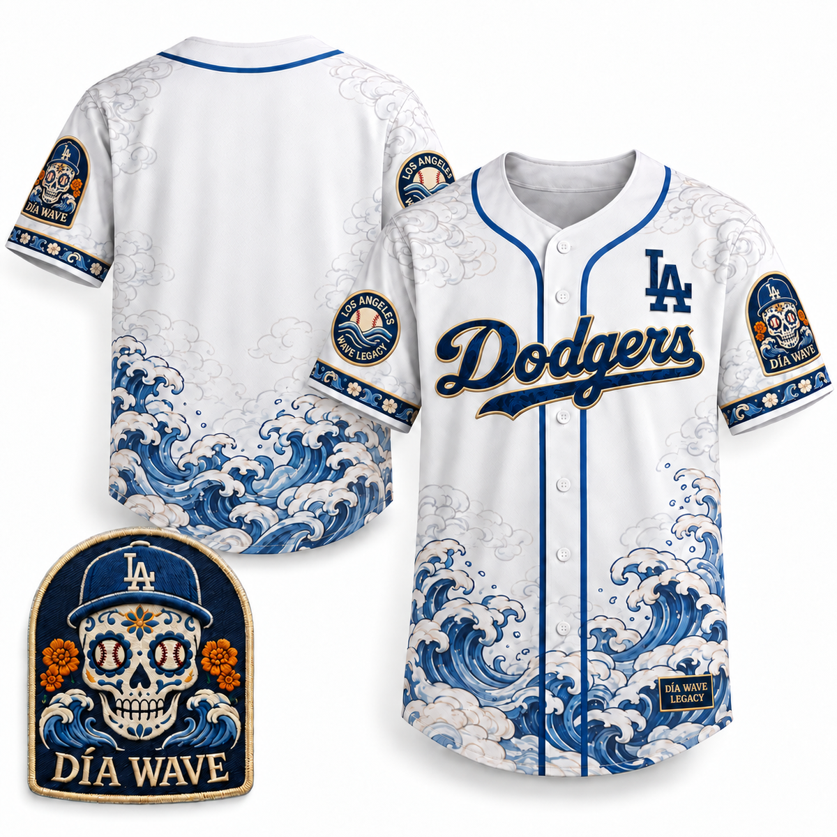 Los Angeles Día Wave Legacy Baseball Jersey - All Stitched