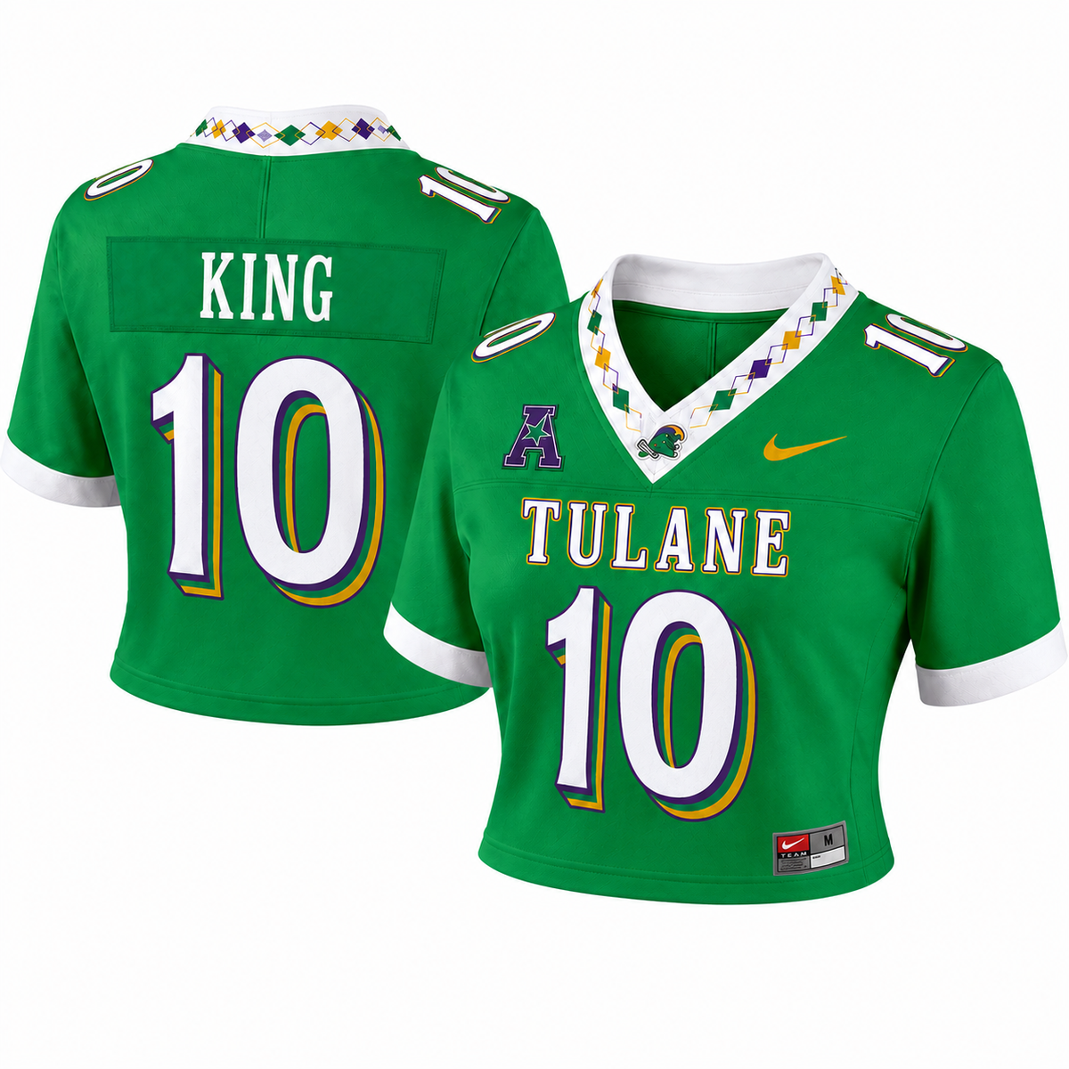 Tulane Green Wave Crop Top Jersey with stitched details