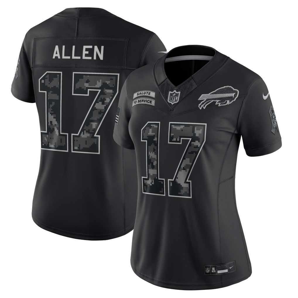 Women's Buffalo Bills Josh Allen Black 2026 Salute to Service Stitched Limited Jersey - image 1