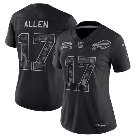 Women's Buffalo Bills Josh Allen Black 2026 Salute to Service Stitched Limited Jersey - image 1